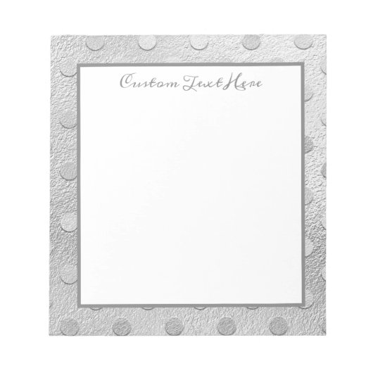 Elegantes Silver Dot Pattern Glam Personalisiert Notizblock (Vorderseite)
