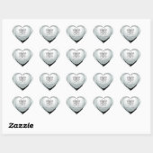 Elegantes Silver Double Happiness Herz Herz-Aufkleber (Blatt)