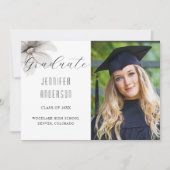 Elegantes Silver Floral Abschluss Foto Ankündigung (Vorderseite)