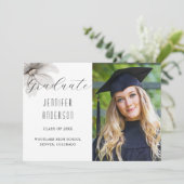 Elegantes Silver Floral Abschluss Foto Ankündigung (Stehend Vorderseite)