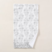 Elegantes Silver Floral Glittery Glam Badetuch Set (Handtuch)