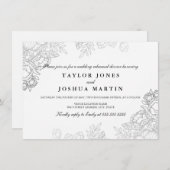 Elegantes Silver Floral Probe Dinner Einladung (Vorne/Hinten)