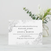 Elegantes Silver Floral Probe Dinner Einladung (Stehend Vorderseite)