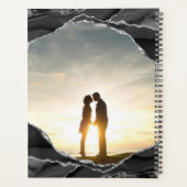 Elegantes Silver Foil Black Agate Foto Hochzeit Planer (Rückseite)