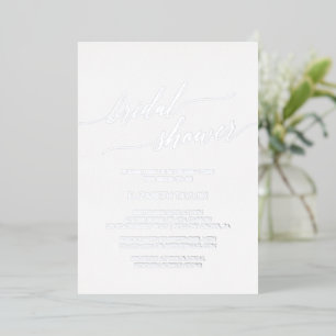 Elegantes Silver Foil Calligrafy Brautparty Folieneinladung