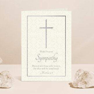 Elegantes Silver Foil Cross Beileid Karte