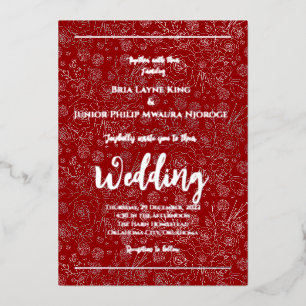 Elegantes Silver Foil Floral Foto Folieneinladung