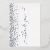 Elegantes Silver Foil Script Dankeschön Card Folieneinladung (Vorderseite)
