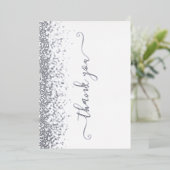 Elegantes Silver Foil Script Dankeschön Card Folieneinladung (Stehend vorne)