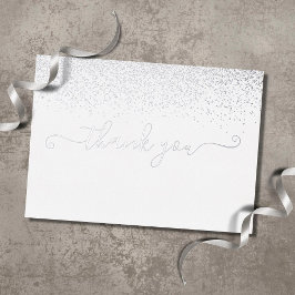 Elegantes Silver Foil Script Dankeschön Card Folieneinladung