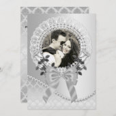 Elegantes Silver Foto Hochzeit Einladung mit Pearl (Vorne/Hinten)