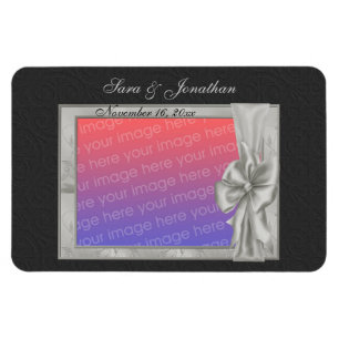 Elegantes Silver Foto Rahmen Personalisiert Hochze Magnet