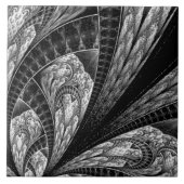 Elegantes Silver Fraktal Design Fliese (Vorderseite)