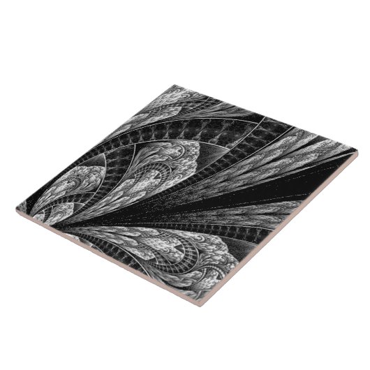 Elegantes Silver Fraktal Design Fliese (Seite)