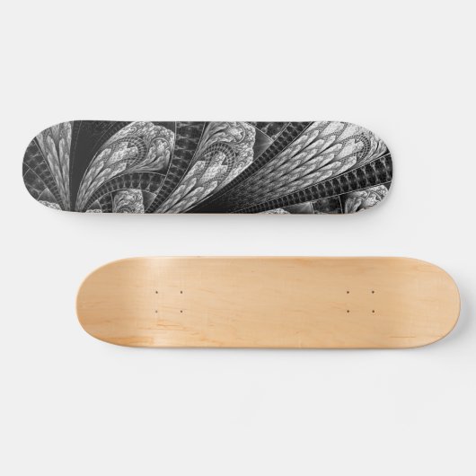 Elegantes Silver Fraktal Design Skateboard (Horizontal)