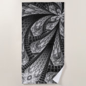 Elegantes Silver Fraktal Design Strandtuch (Vorderseite)