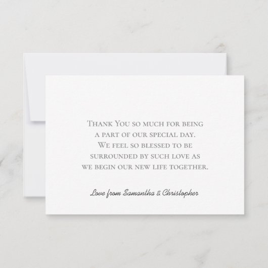 Elegantes Silver Frills Aquamarines Script auf Whi Dankeskarte (Rückseite)