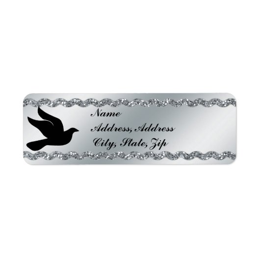 Elegantes Silver Glitzer-Adressetikett (Vorne)