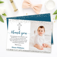 Elegantes Silver Glitzer Boy Baptism Foto