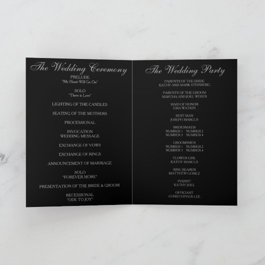 Elegantes Silver Glitzer Confetti Hochzeitsprogram Programm (Innenseite)