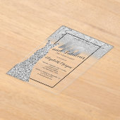 Elegantes Silver Glitzer Dress 40. Geburtstag Part Acryleinladungen (Ablage )