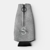 Elegantes Silver Glitzer Foil Sparkle Monogramm Flaschenkühler (Rückseite)