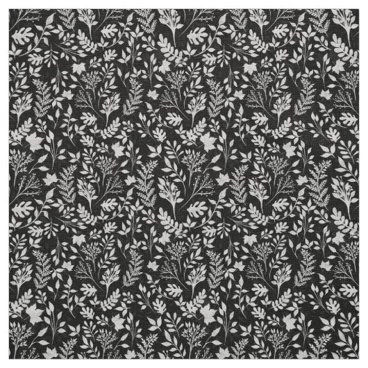 Elegantes Silver Glitzer Foliage Black Design Stoff (Muster)