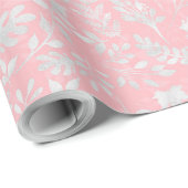 Elegantes Silver Glitzer Foliage Rosa Design Geschenkpapier (Rolleneckpunkt)
