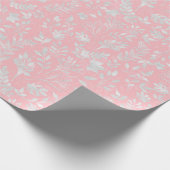 Elegantes Silver Glitzer Foliage Rosa Design Geschenkpapier (Ecke)
