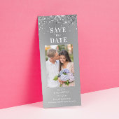 Elegantes Silver Glitzer Foto Hochzeit speichern S Save The Date