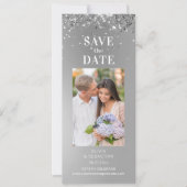 Elegantes Silver Glitzer Foto Hochzeit speichern S Save The Date (Vorderseite)