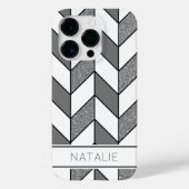 Elegantes Silver Glitzer Herringbone Zickzack Must Case-Mate iPhone Hülle (Rückseite)