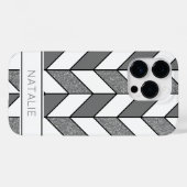 Elegantes Silver Glitzer Herringbone Zickzack Must Case-Mate iPhone Hülle (Rückseite (Horizontal))