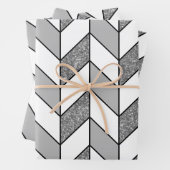 Elegantes Silver Glitzer Herringbone Zickzack Must Geschenkpapier Set (Beispiel)