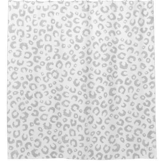 Elegantes Silver Glitzer Leopard Muster Duschvorhang (Vorderseite)