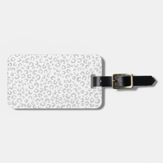 Elegantes Silver Glitzer Leopard Muster Gepäckanhänger (Vorderseite horizontal)