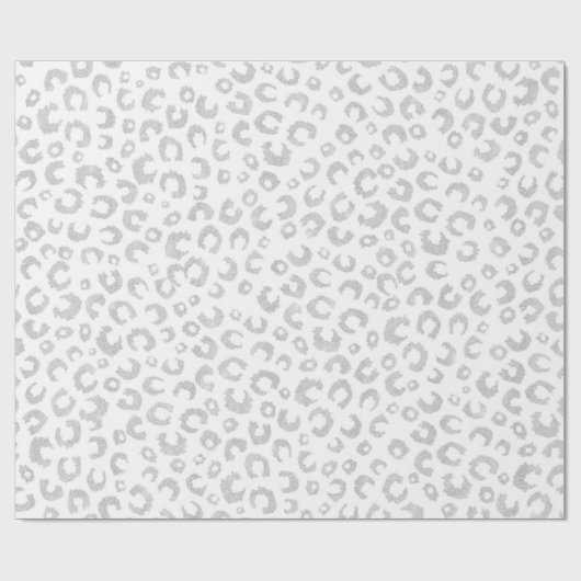 Elegantes Silver Glitzer Leopard Muster Geschenkpapier (Flach)