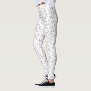 Elegantes Silver Glitzer Leopard Muster Leggings