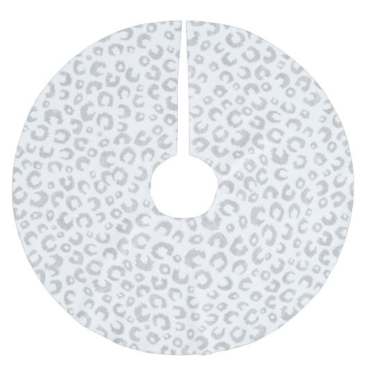 Elegantes Silver Glitzer Leopard Muster Polyester Weihnachtsbaumdecke (Vorderseite)