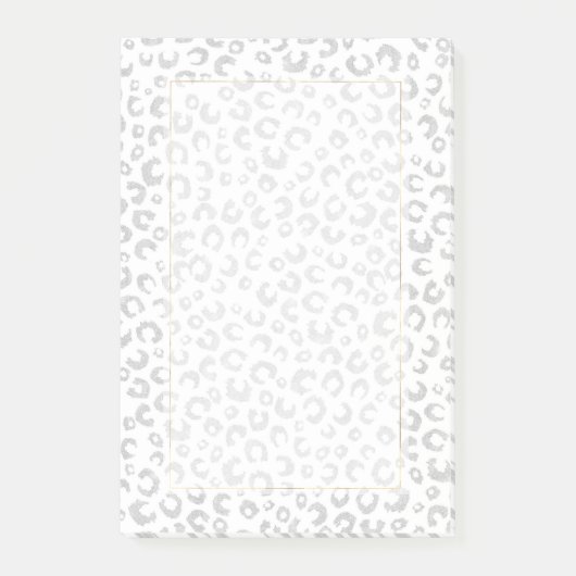 Elegantes Silver Glitzer Leopard Muster Post-it Klebezettel (Vorderseite)