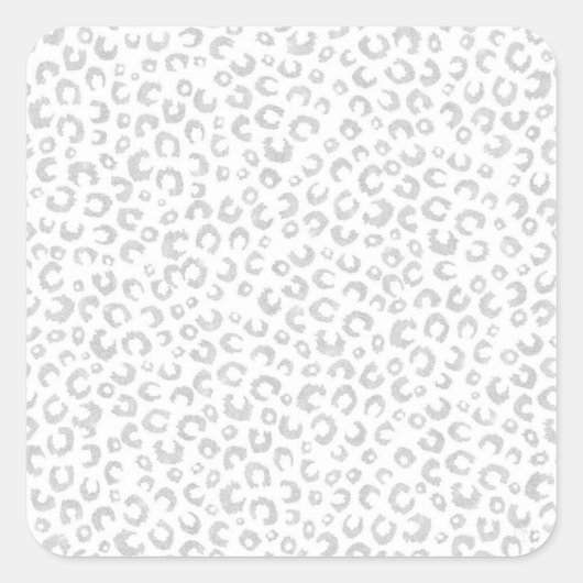 Elegantes Silver Glitzer Leopard Muster Quadratischer Aufkleber (Vorderseite)
