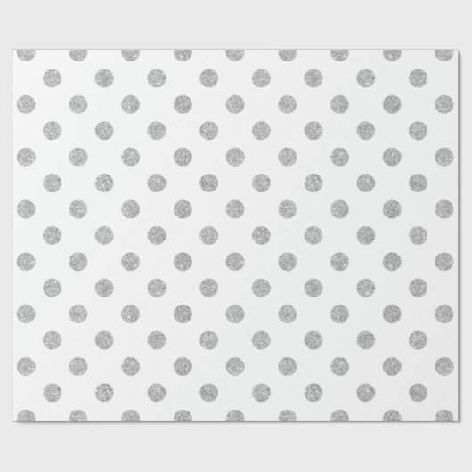 Elegantes Silver Glitzer Polka Dots Muster Geschenkpapier (Flach)