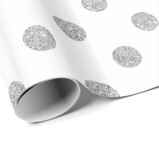 Elegantes Silver Glitzer Polka Dots Muster Geschenkpapier (Rolleneckpunkt)