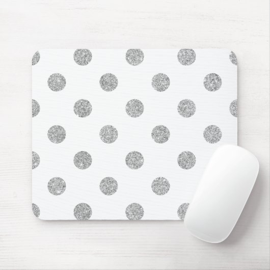 Elegantes Silver Glitzer Polka Dots Muster Mousepad (Mit Mouse)