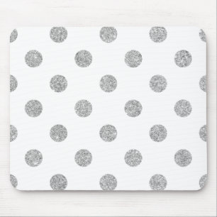 Elegantes Silver Glitzer Polka Dots Muster Mousepad