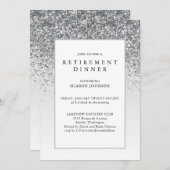 Elegantes Silver Glitzer Retirement Party Einladung (Vorne/Hinten)