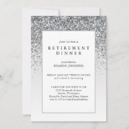 Elegantes Silver Glitzer Retirement Party Einladung