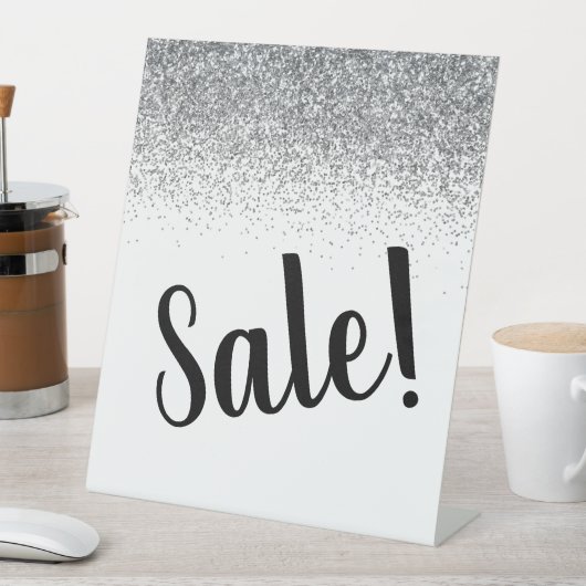 Elegantes Silver Glitzer Sale Business Pedestal Sc Sockelschild (In Situ)