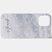 Elegantes Silver Glitzer Script | Individuelle Nam Case-Mate iPhone Hülle (Rückseite (Horizontal))