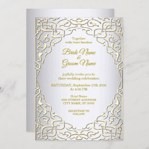 Elegantes Silver Gold dekoratives Hochzeitsempfang Einladung